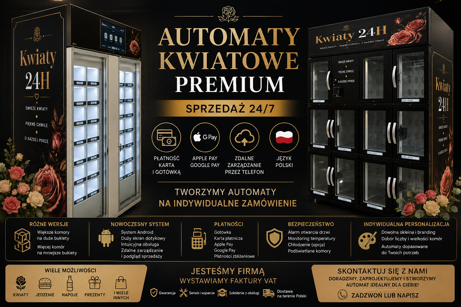 Przykładowe personalizowane automaty kwiatowe RGM Exclusive